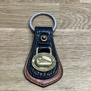 Dooney & Bourke Vintage All Weather Leather Black/Tan Brass Duck Keychain Fob